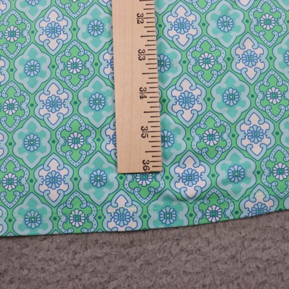 Talbots Shift Dress Womens Small Green Blue Floral Geometric Split Neck Preppy - Picture 7 of 9